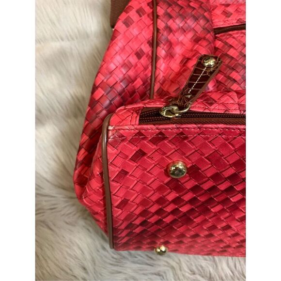Samantha Brown Dowel Weekender Travel  Work Tote Bag Red Croco Embossed - Picture 7 of 15